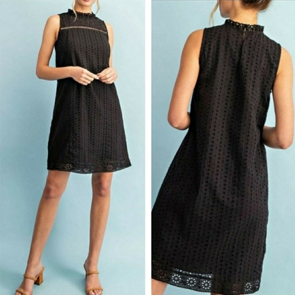 Black Bohemian Eyelet Dress szS - Picture 2 of 4